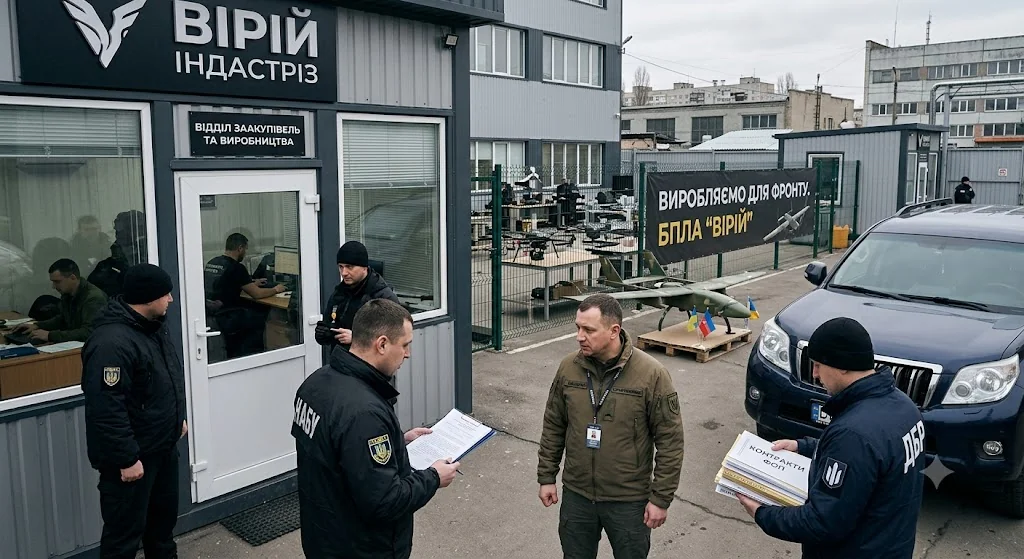 Співробітники ДБР під час обшуків у Vyriy Industries з БПЛА