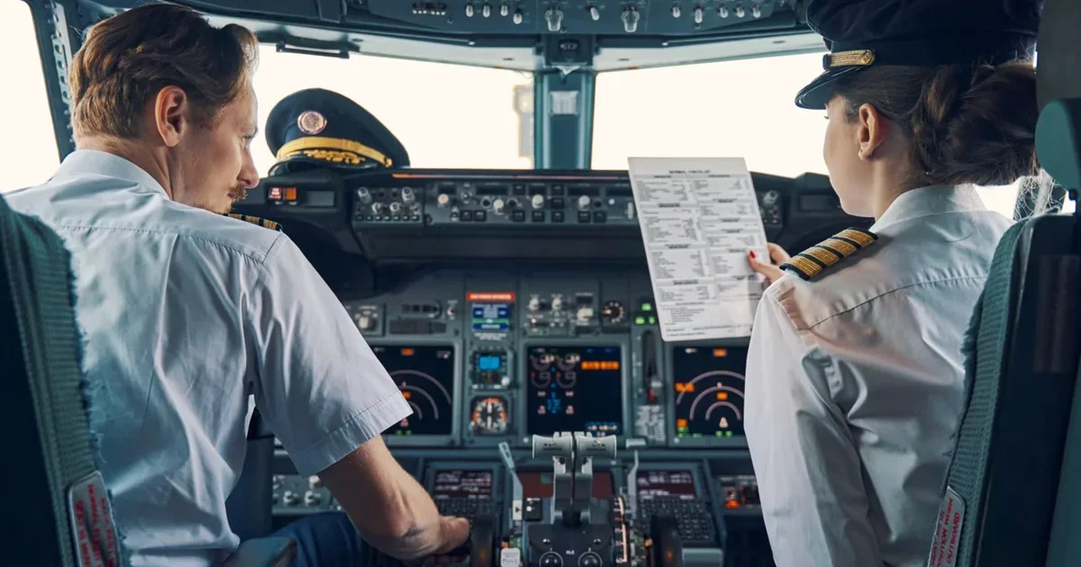 Пілот Boeing 737 розглядає квитанцію з високою зарплатою в кабіні