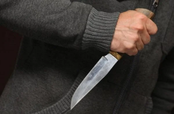Рука в сірій кофті тримає ніж із дерев’яною ручкою